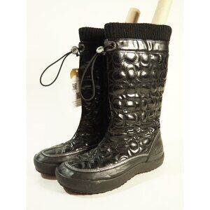 Coach Prisilla Black Quilted Pull-On Lined Rain Boots, Size 6 (US)